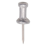 Aluminum Head Push Pins, Aluminum, Silver, 1-2", 100-box