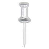 Aluminum Head Push Pins, Aluminum, Silver, 5-8", 100-box