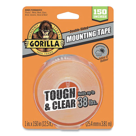 Tough & Clear Double-sided Mounting Tape, 1" X 12.5 Ft, Clear