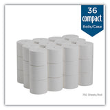 Compact Coreless Bath Tissue, Septic Safe, 2-ply, White, 750 Sheets-roll, 36-carton