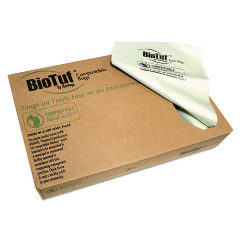 Biotuf Compostable Can Liners, 13 Gal, 0.88 Mil, 24" X 32", Green, 200-carton