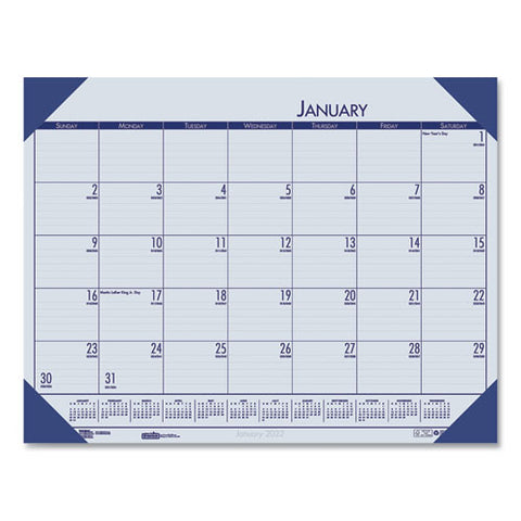 Recycled Ecotones Ocean Blue Monthly Desk Pad Calendar, 22 X 17, 2021