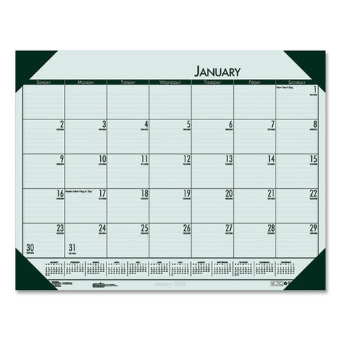 Recycled Ecotones Woodland Green Monthly Desk Pad Calendar, 22 X 17, 2021