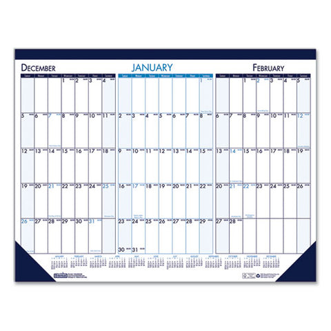 Three Month Desk Pad Calendar, 22 X 17, 2020-2022