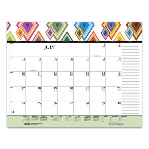 100% Recycled Geometric Desk Pad Calendar, 22 X 17, 2021