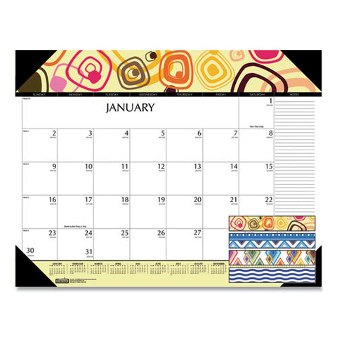 100% Recycled Geometric Desk Pad Calendar, 22 X 17, 2021