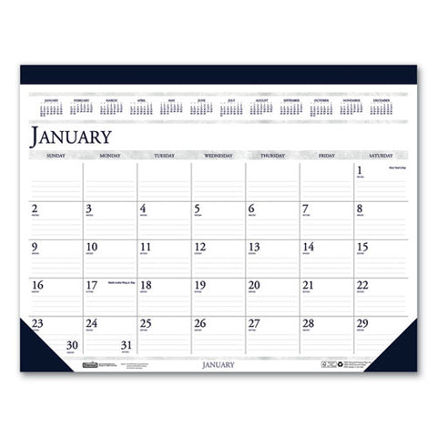 Recycled Two-color Monthly Desk Pad Calendar, 22 X 17, 2022