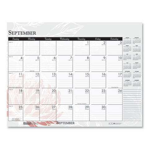 100% Recycled Contempo Desk Pad Calendar, 22 X 17, Wild Flowers, 2021