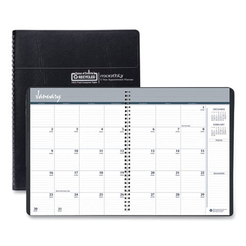 100% Recycled Monthly 5-year-62 Months Planner, 11 X 8.5, Black, 2021-2025