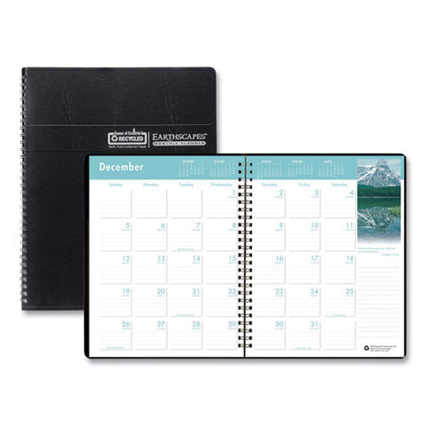 Recycled Earthscapes Full-color Monthly Planner, 11 X 8.5, Black, 2020-2022