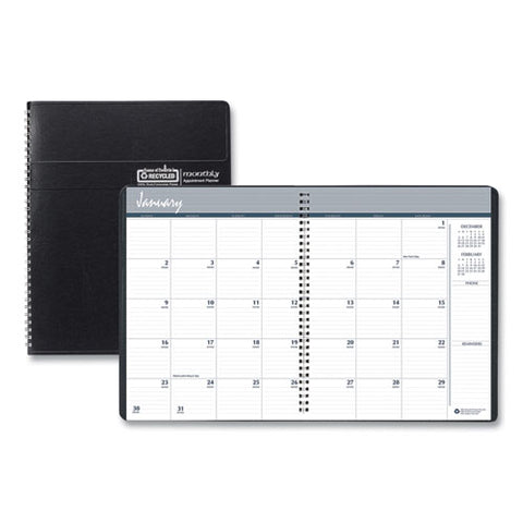 Recycled Ruled Monthly Planner With Expense Log, 8.75 X 6.88, Black, 2020-2022