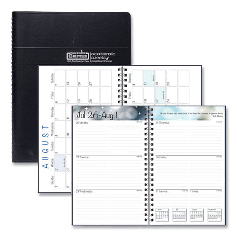 Recycled Academic Weekly-monthly Appointment Book-planner, 8 X 5, Black, 2021-2022