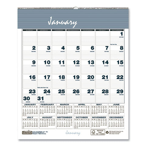 Bar Harbor Wirebound Monthly Wall Calendar, 6 X 7, Blue, 2021