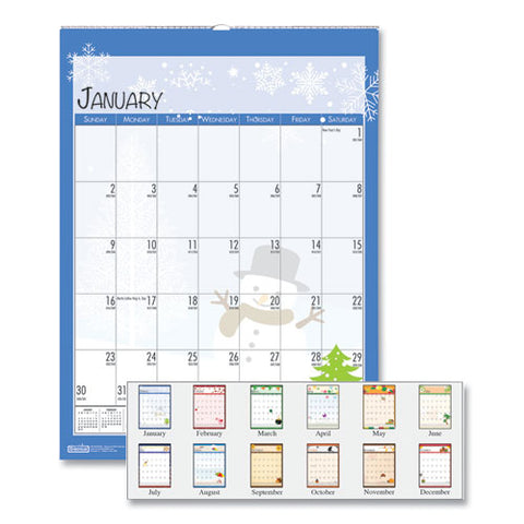 100% Recycled Seasonal Wall Calendar, 12 X 16.5, 2022