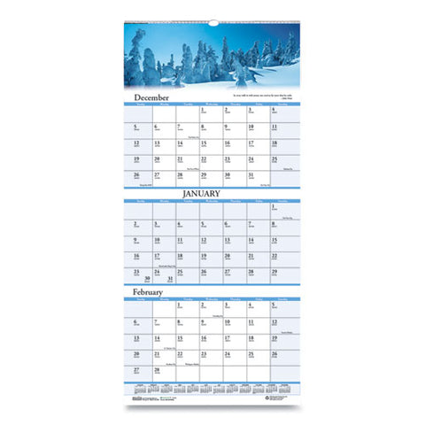 Recycled Scenic Compact Three-month Wall Calendar, 8 X 17, 2020-2022