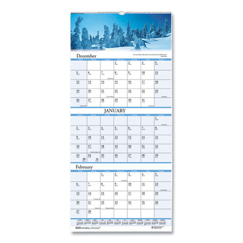 Recycled Scenic Landscapes Three-month-page Wall Calendar, 12.25 X 26, 2020-2022