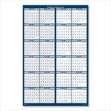 Reversible-erasable Two Year Wall Calendar, 24 X 37, Blue, 2021-2022