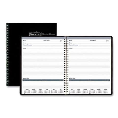 Recycled Meeting Note Planner, 11 X 8.5, Black-blue, 2021