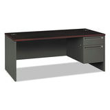 38000 Series Right Pedestal Desk, 72" X 36" X 29.5", Mahogany-charcoal