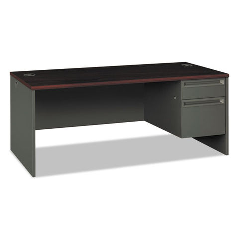 38000 Series Right Pedestal Desk, 72" X 36" X 29.5", Mahogany-charcoal