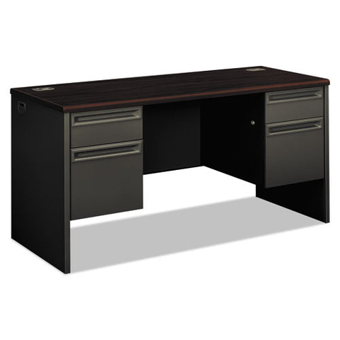 38000 Series Kneespace Credenza, 60w X 24d X 29.5h, Mahogany-charcoal