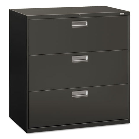 600 Series Three-drawer Lateral File, 42w X 18d X 39.13h, Charcoal