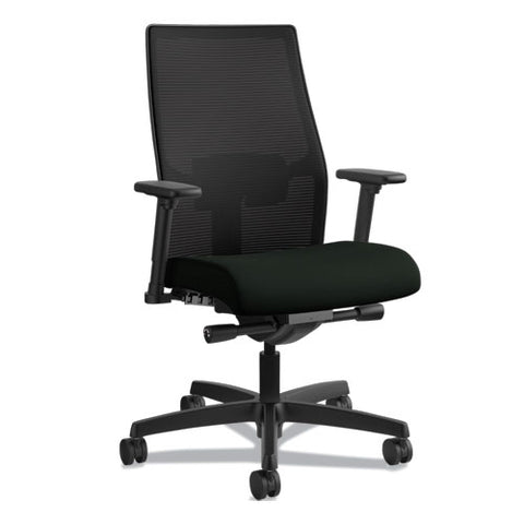 Ignition 2.0 4-way Stretch Mid-back Mesh Task Chair, Supports 300lb, 17" To 21" Seat Height, Black Seat, Fog Back, Black Base