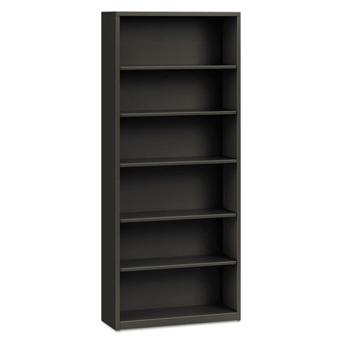 Metal Bookcase, Six-shelf, 34-1-2w X 12-5-8d X 81-1-8h, Charcoal