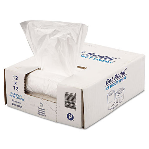 Ice Bucket Liner Bags, 3 Qt, 0.24 Mil, 12" X 12", Clear, 1,000-carton