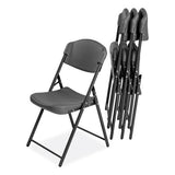 Rough N Ready Commercial Folding Chair, Supports Up To 350 Lb, 18" Seat Height, Charcoal Seat/back, Charcoal Base, 4/pack