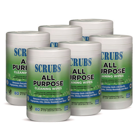 Multi-surface Wipes, 9 X 12, Citrus Scent, White, 80 Wipes/canister, 6 Canisters/carton