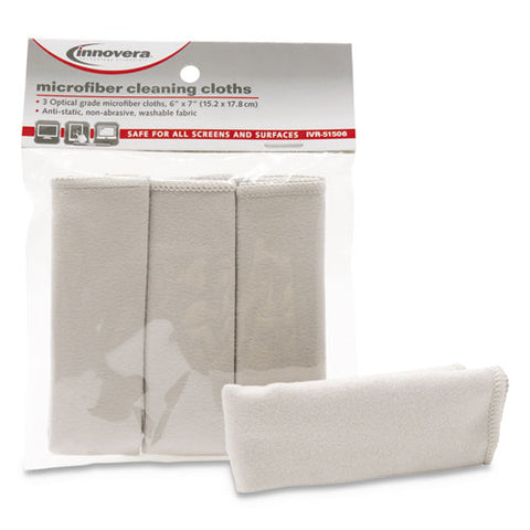 Microfiber Cleaning Cloths, 6" X 7", Gray, 3-pack