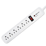 Surge Protector, 6 Outlets, 4 Ft Cord, 540 Joules, White