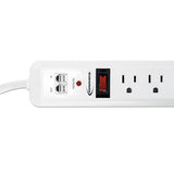 Surge Protector, 7 Outlets, 4 Ft Cord, 1080 Joules, White