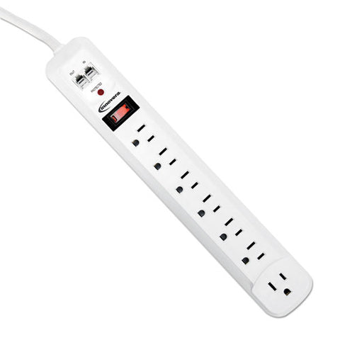 Surge Protector, 7 Outlets, 4 Ft Cord, 1080 Joules, White