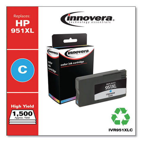 Remanufactured Cyan High-yield Ink, Replacement For Hp 951xl (cn046an), 1,500 Page-yield