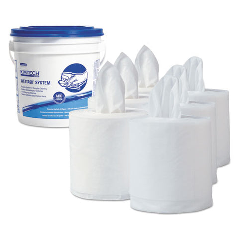 Wipers For Wettask System, Bleach, Disinfectants And Sanitizers, 12 X 12.5, 60-roll, 5 Rolls And 1 Bucket-carton