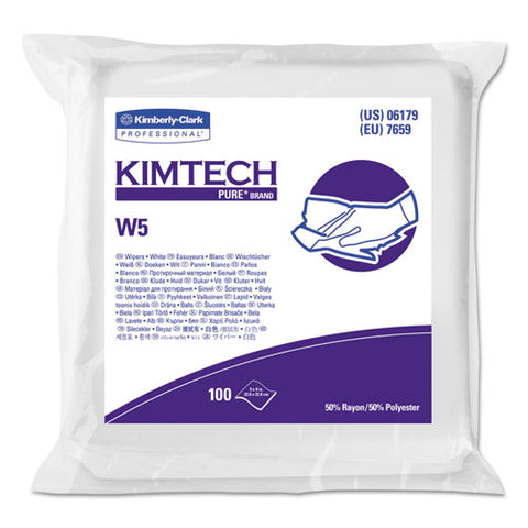 W5 Critical Task Wipers, Flat Double Bag, Spunlace, 9x9, White, 100-pk, 5-carton