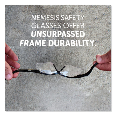 Nemesis Safety Glasses, Black Frame, Clear Lens