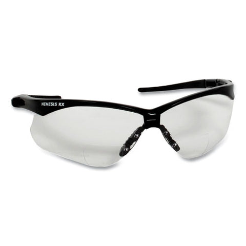 V60 Nemesis Rx Reader Safety Glasses, Black Frame, Clear Lens, +3.0 Diopter Strength, 12-carton