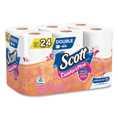 Comfortplus Toilet Paper, Double Roll, Bath Tissue, Septic Safe, 1-ply, White, 231 Sheets-roll, 12 Rolls-pack