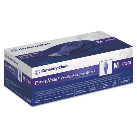 Purple Nitrile Exam Gloves, 242 Mm Length, Medium, Purple, 100-box