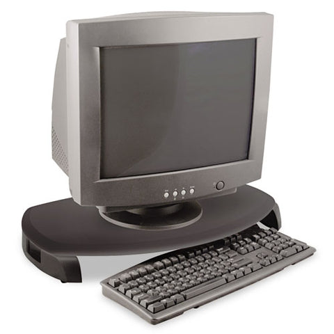 Crt-lcd Stand With Keyboard Storage, 23" X 13.25" X 3", Black, Supports 80 Lbs