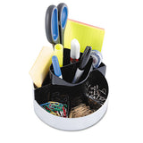 Rotating Desk Organizer, Plastic, 6 X 5 3-4 X 4 1-2, Black-silver