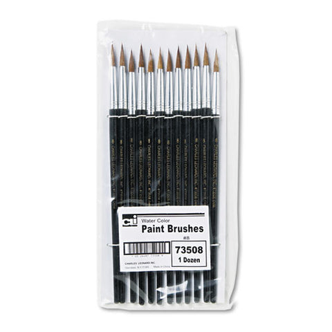 Artist Brush, Size 8, Camel Hair, Round, 12-pack