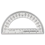 Open Center Protractor, Plastic, 6" Ruler Edge, Clear