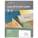 Laser-inkjet Matte Clear Full Sheet Labels, Inkjet-laser Printers, 8.5 X 11, Clear, 50-box