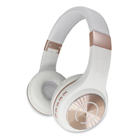 Serenity Stereo Wireless Headphones With Microphone, White With Rose Gold Accents