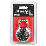 Combination Lock, Stainless Steel, 1 7-8" Wide, Black Dial