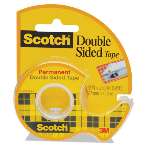 Double-sided Permanent Tape In Handheld Dispenser, 1" Core, 0.5" X 20.83 Ft, Clear